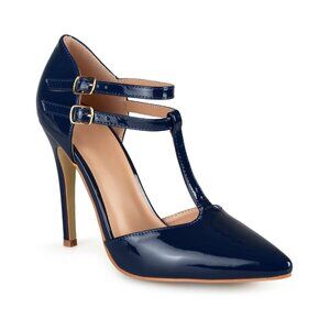 Journee Collection Women's Tru T Strap Stiletto Pumps Navy Size 8.5M